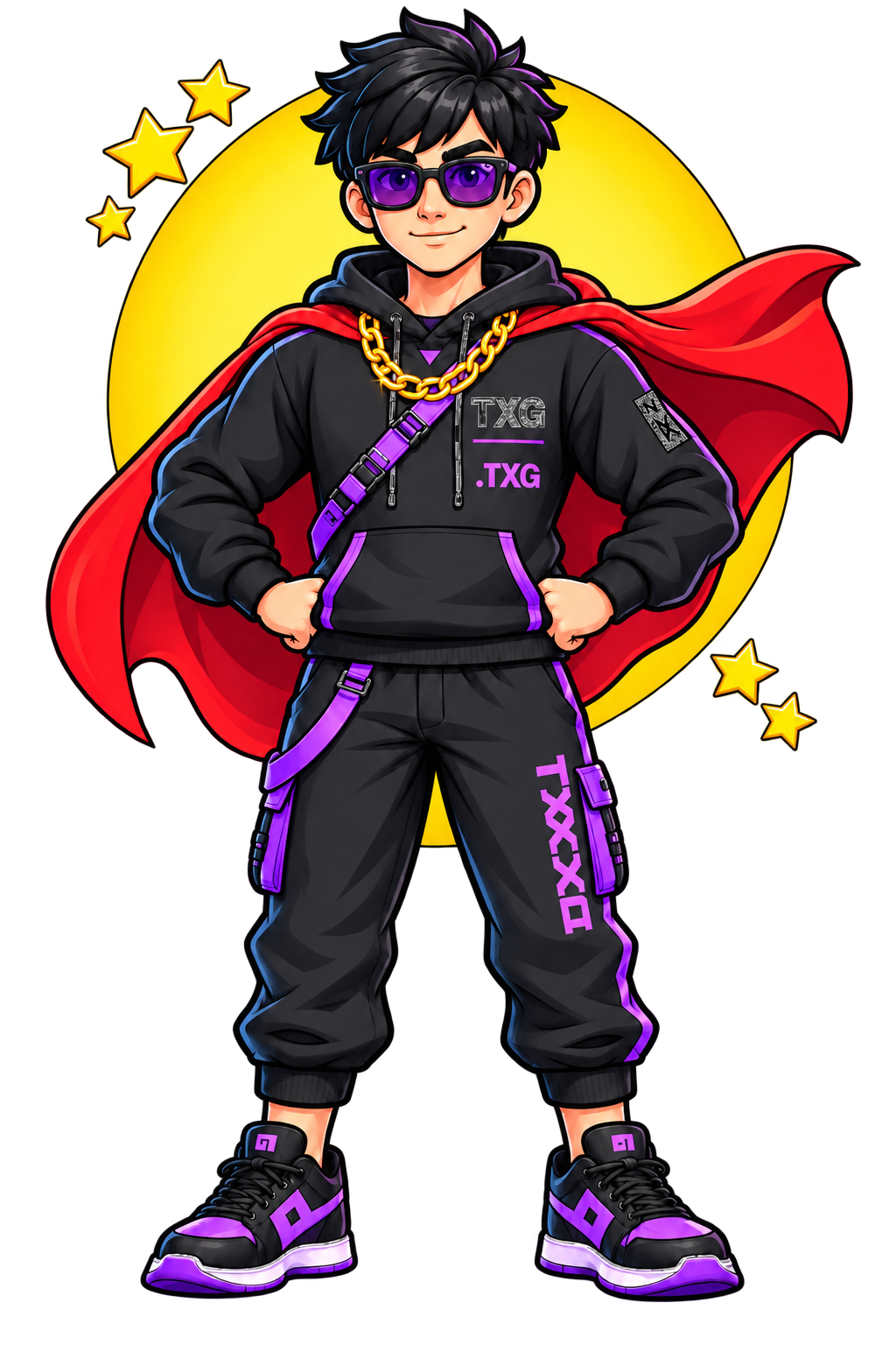TXX guardian wearing a red cape